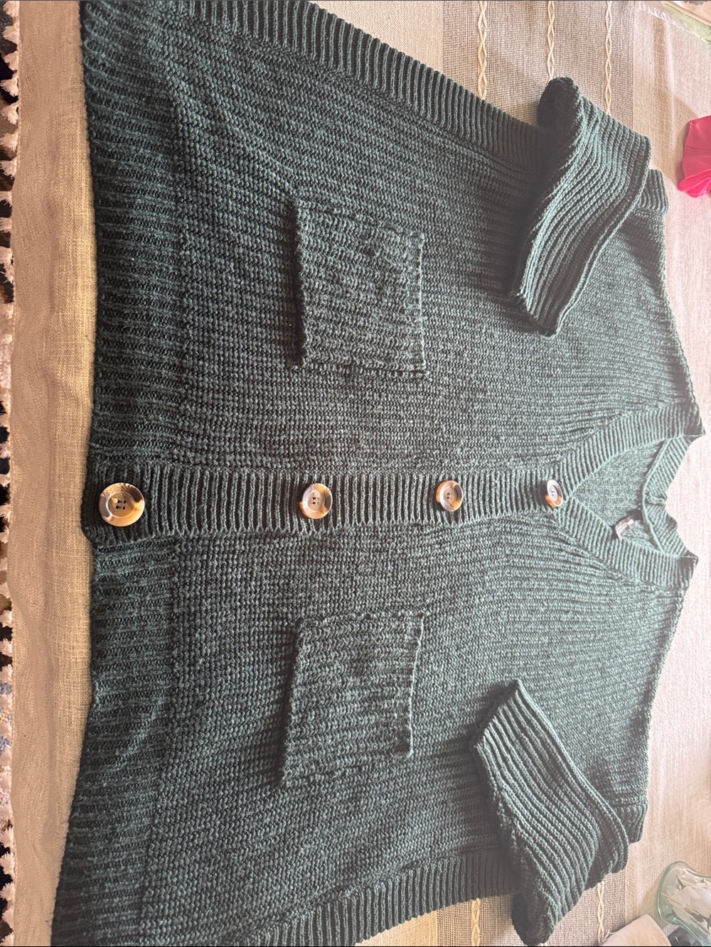 Classic Green Button-Front Women's Sweater Cardigan size 3X